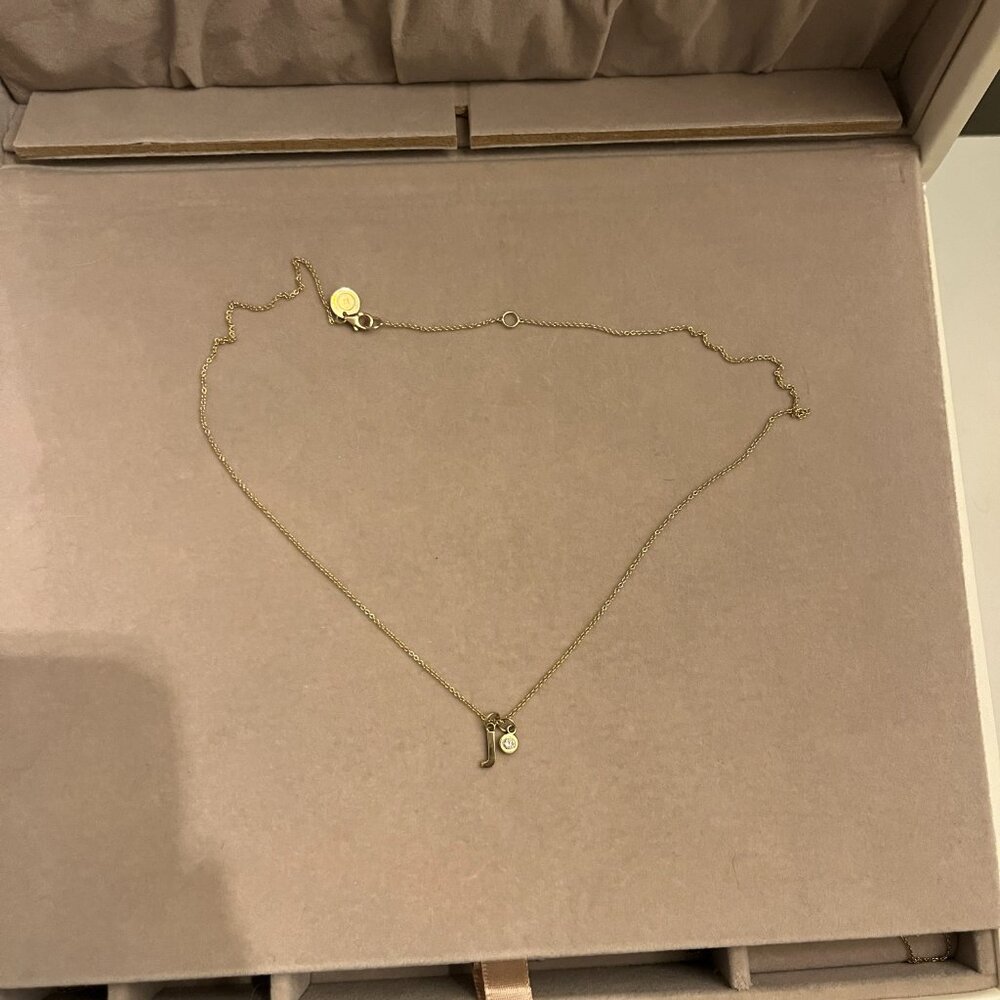 BNWT 14k Solid Yellow Gold Initial J Necklace with Lab Grown Diamond - Picture 6 of 16